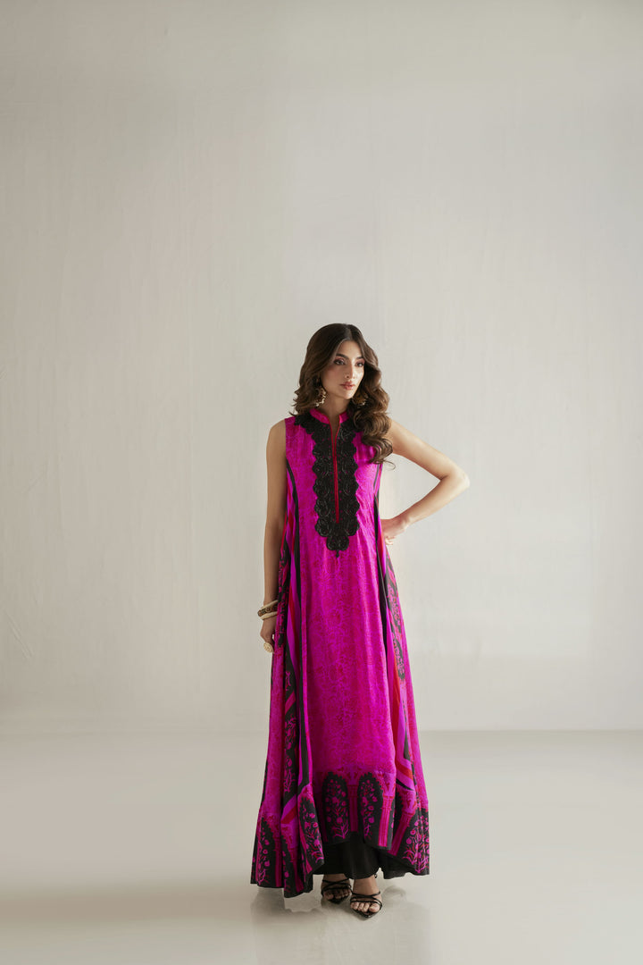 Shehrnaz - Medium Silk & Viscose Raw Silk Rose Quartz Column Dress For Women - Candy Pink