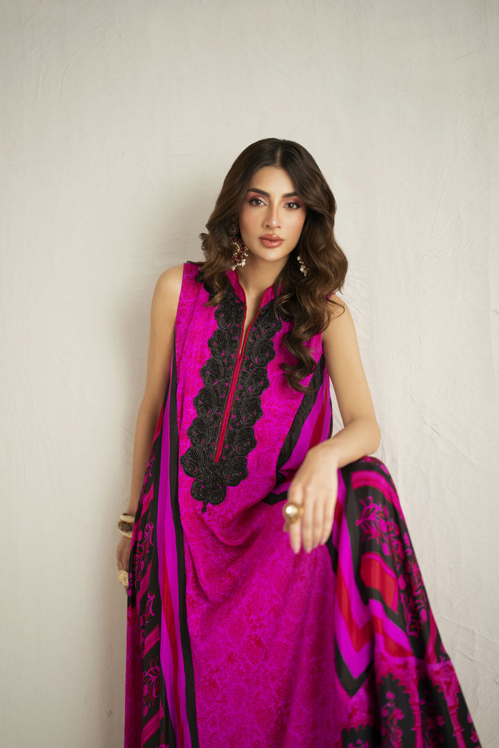 Shehrnaz - Medium Silk & Viscose Raw Silk Rose Quartz Column Dress For Women - Candy Pink