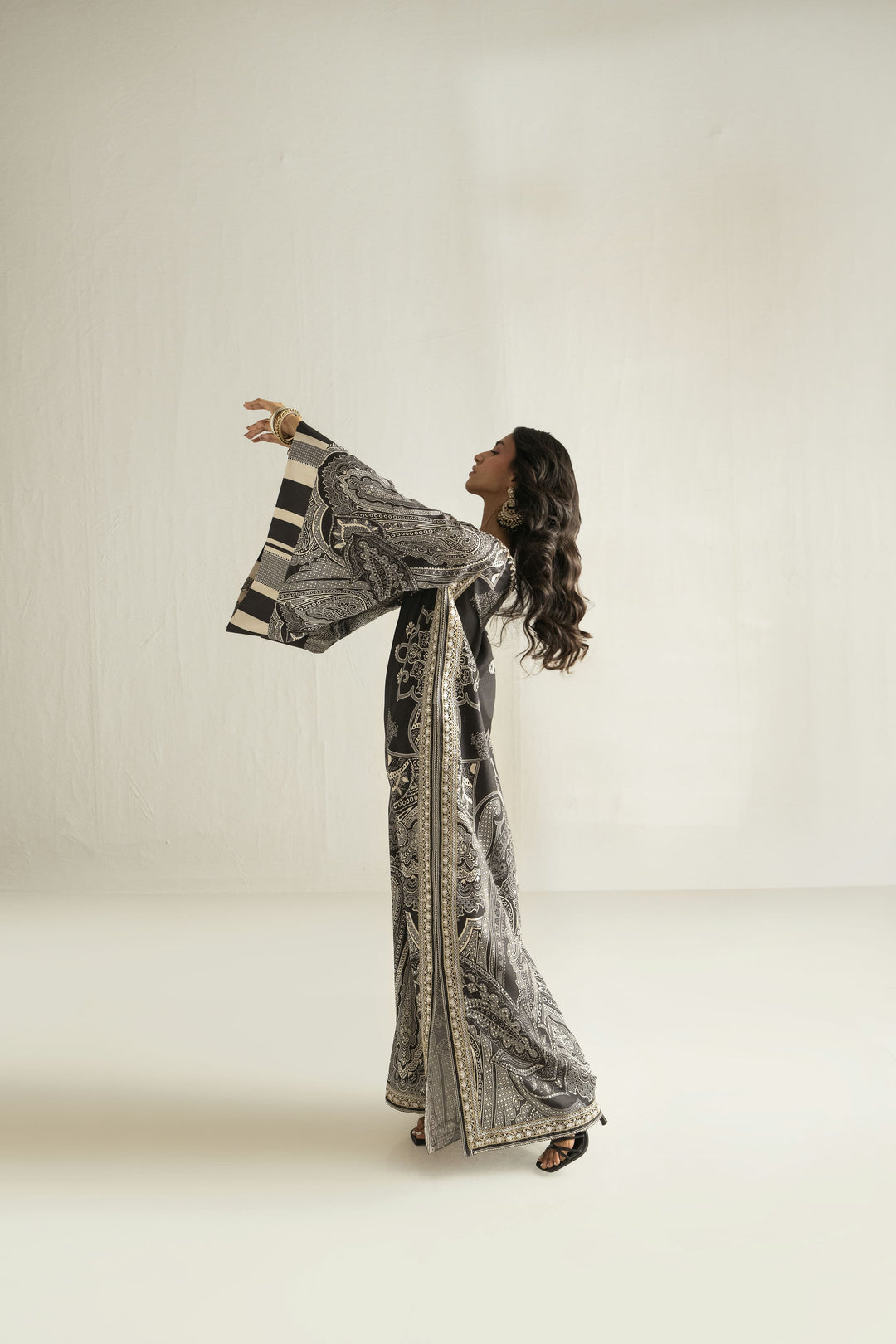 Shehrnaz - Crepe Silk Midnight Mosaic Dress For Women - Black