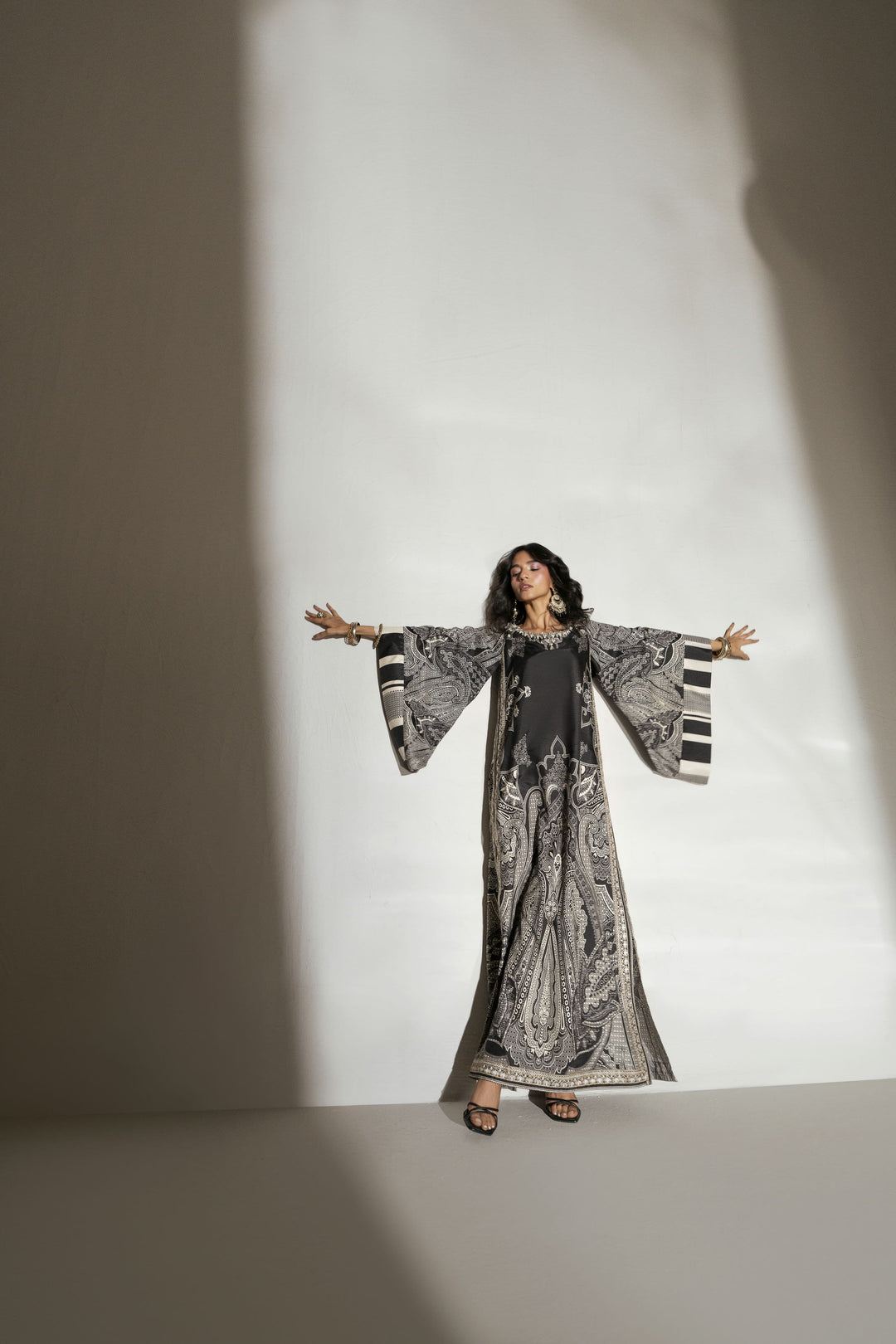 Shehrnaz - Crepe Silk Midnight Mosaic Dress For Women - Black