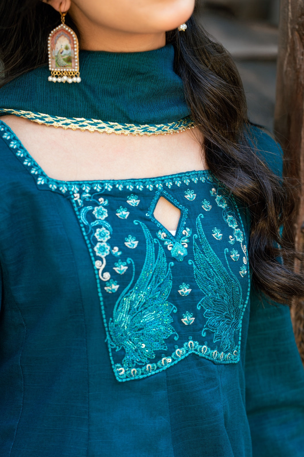 Omal by Komal - Taliya Khaddar Suit For Women - Teal - 3 Piece