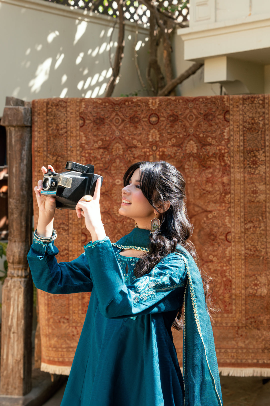 Omal by Komal - Taliya Khaddar Suit For Women - Teal - 3 Piece