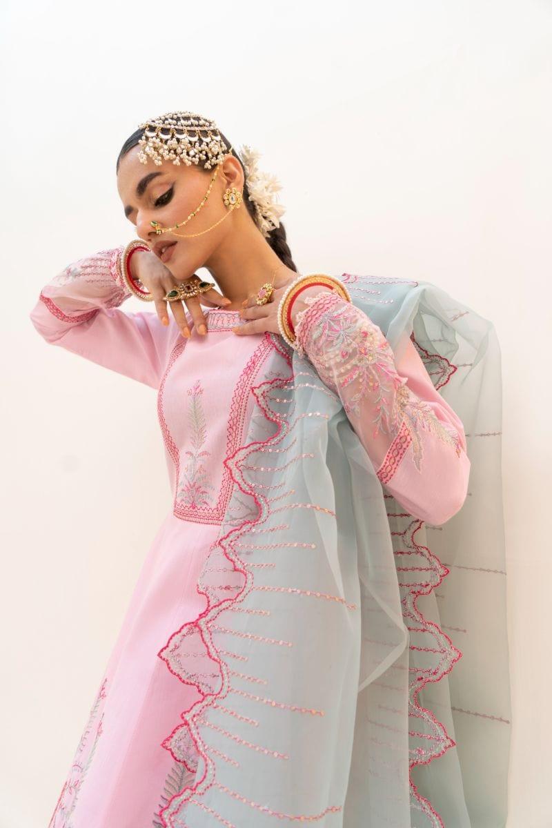 Fozia Khalid - Cranberry Pink - Silk Canva - Pishwas - 3 Piece - Studio by TCS