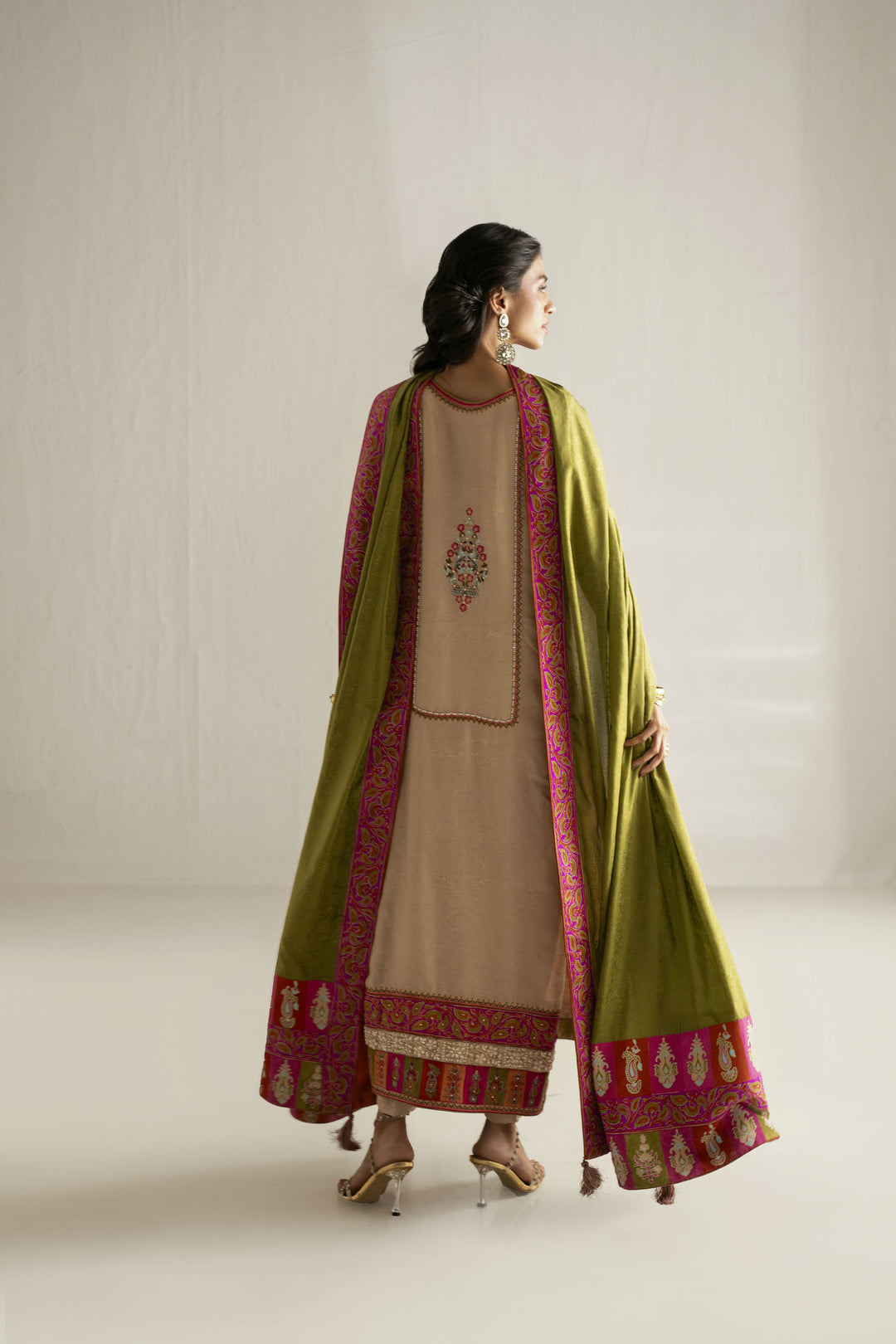 Shehrnaz - Medium Silk Sandstone Signature Suit For Women - Beige