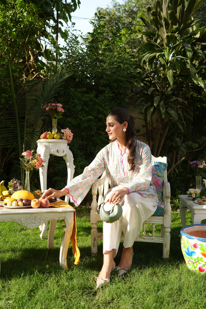 Ombrella - Floral Mosaic Lawn Suit For Women - 2 Piece