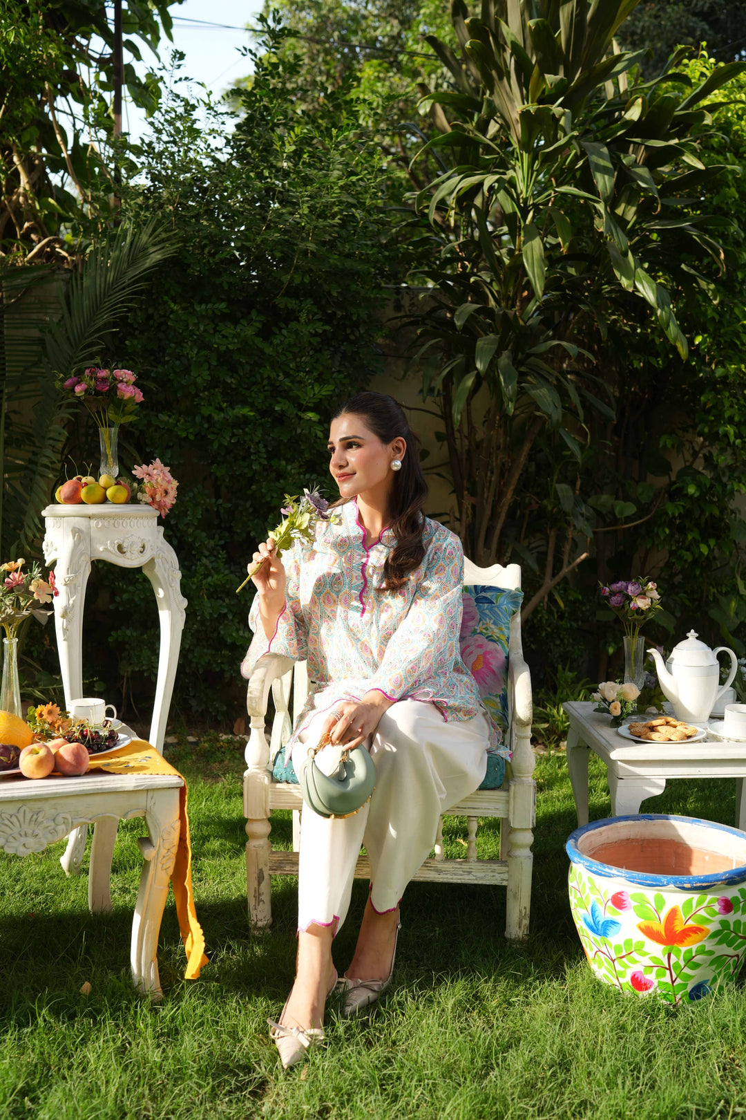 Ombrella - Floral Mosaic Lawn Suit For Women - 2 Piece