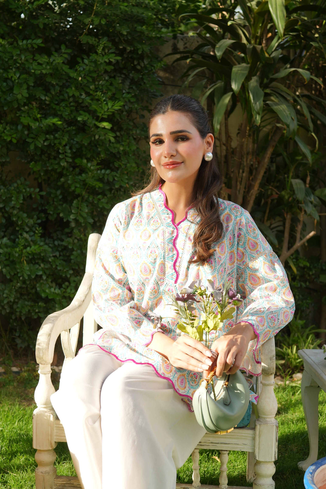 Ombrella - Floral Mosaic Lawn Suit For Women - 2 Piece
