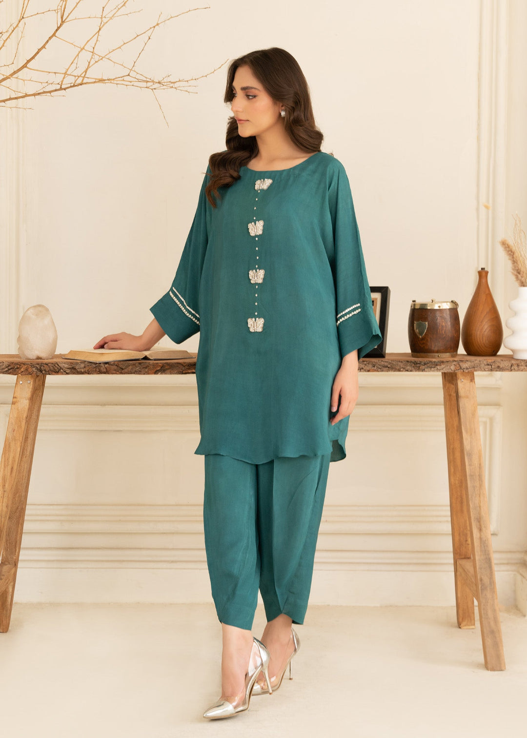 Allure by IH - AINOOR - Teal - Thai Silk - 2 Piece