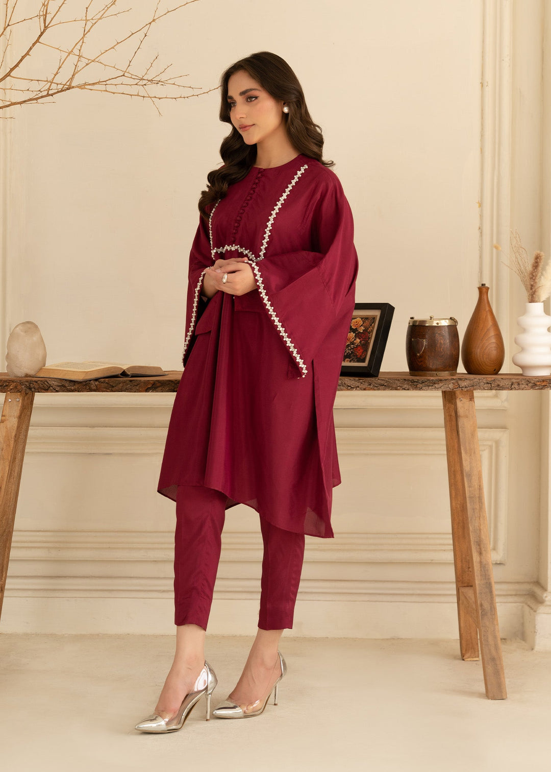 Allure by IH - AZME - Maroon - Thai Silk - 2 Piece