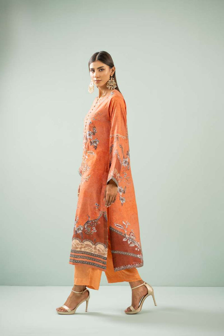 Shamaeel - Teracotta Ensemble Viscose Silk Suit For Women - Rust Orange & Maroon - 2 Piece