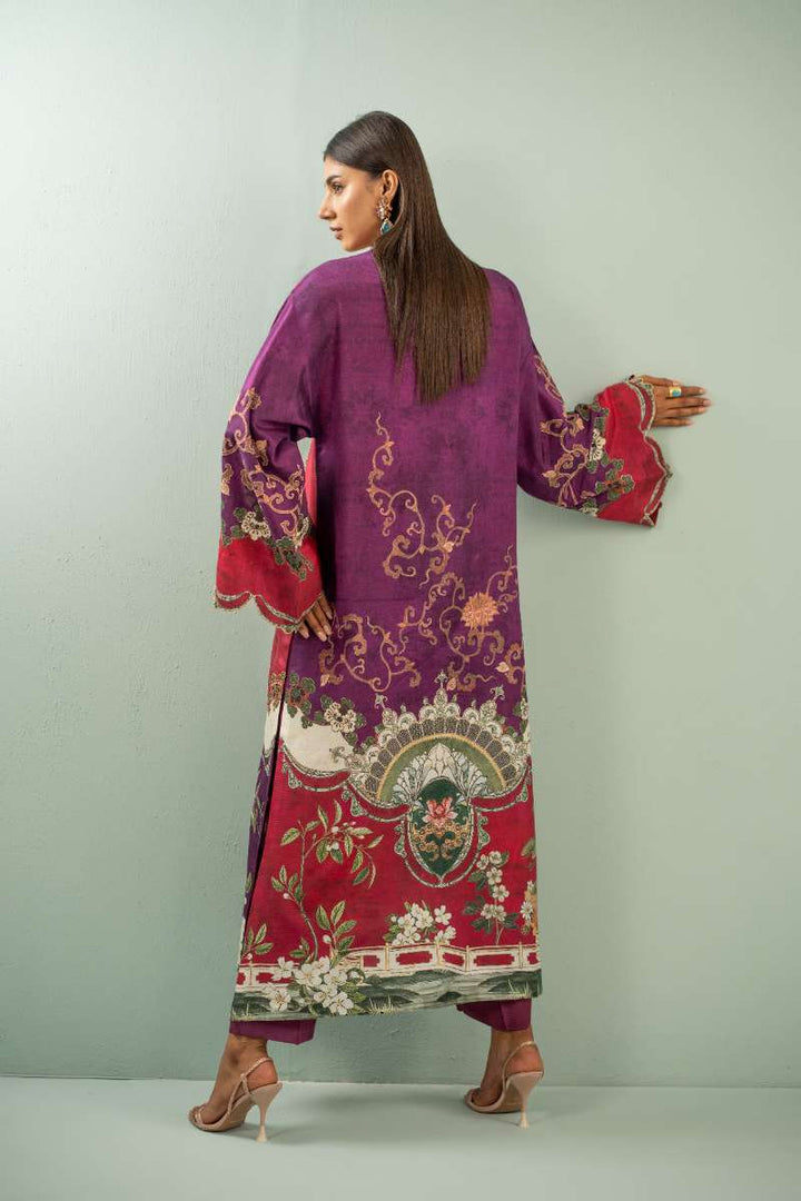 Shamaeel - Crimson Luxe Viscose Silk Suit For Women - Pink & Purple - 2 Piece