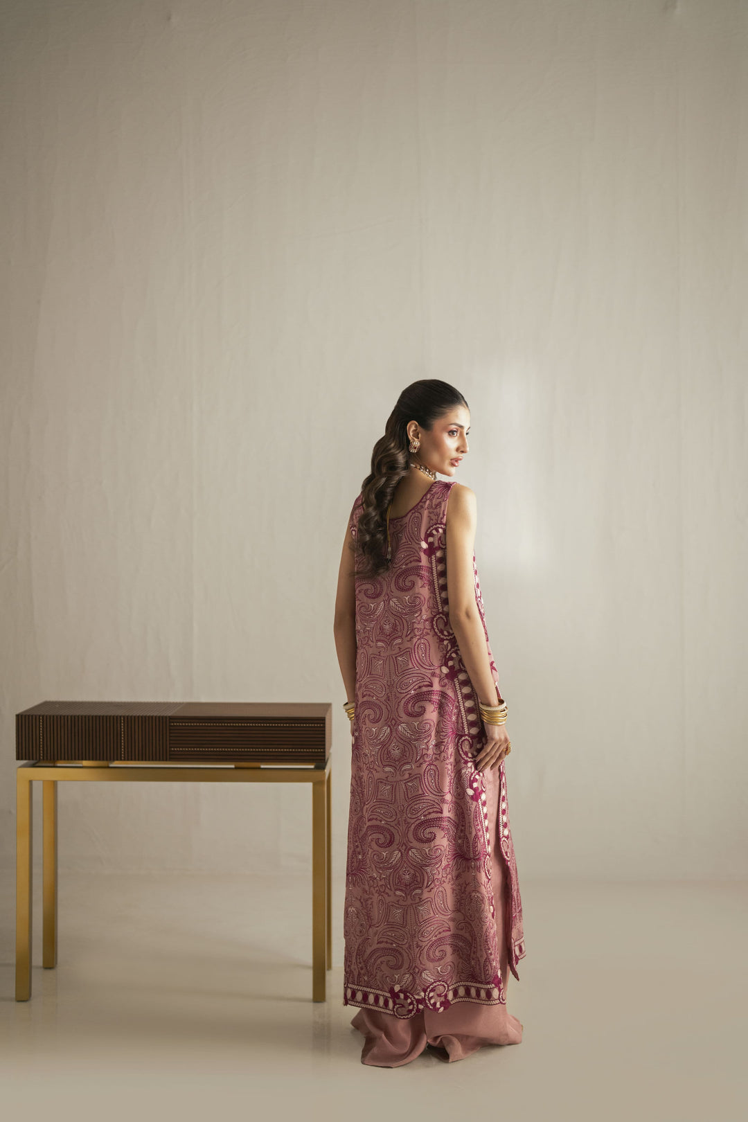 Shehrnaz - Chiffon Blush Baroque Suit For Women - Tea Pink