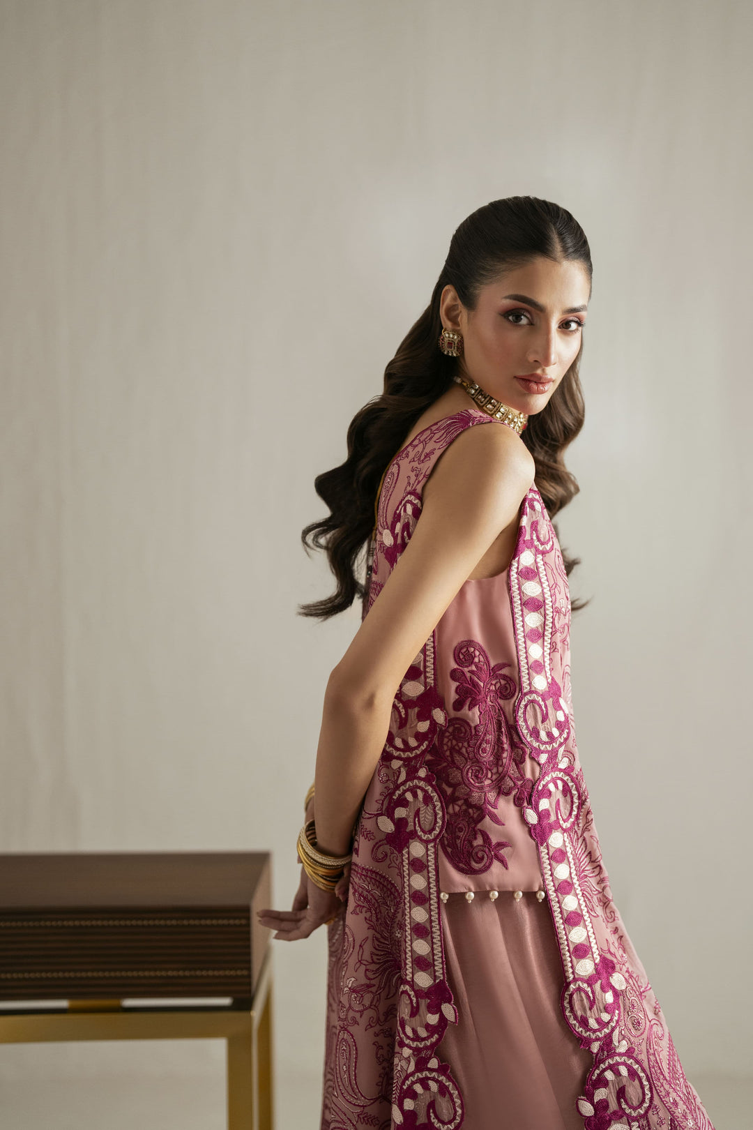 Shehrnaz - Chiffon Blush Baroque Suit For Women - Tea Pink