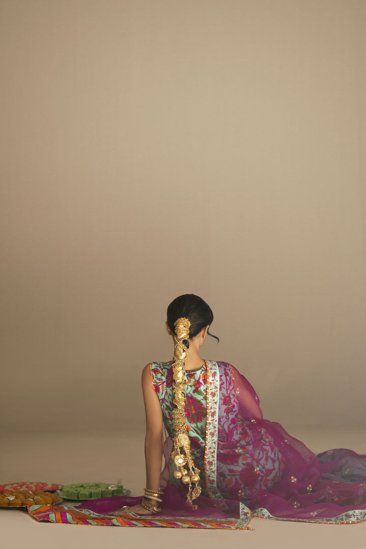 Shehrnaz - Pure Medium Silk Antique Bronze Sheen Ensemble For Women - Ferozi