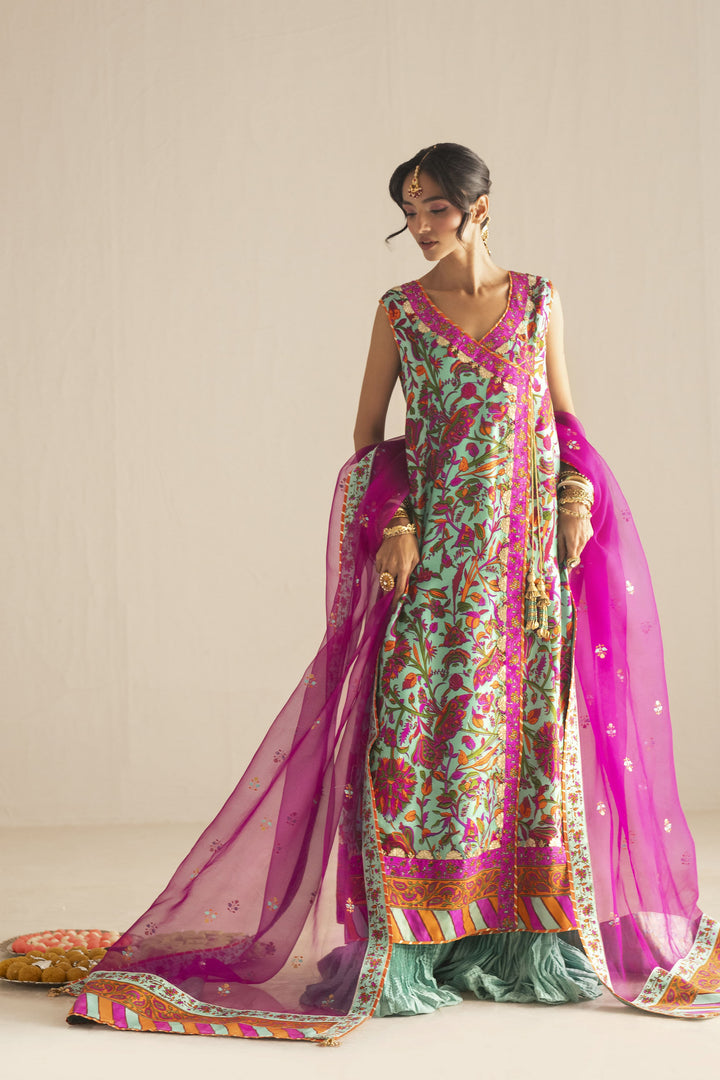 Shehrnaz - Pure Medium Silk Antique Bronze Sheen Ensemble For Women - Ferozi