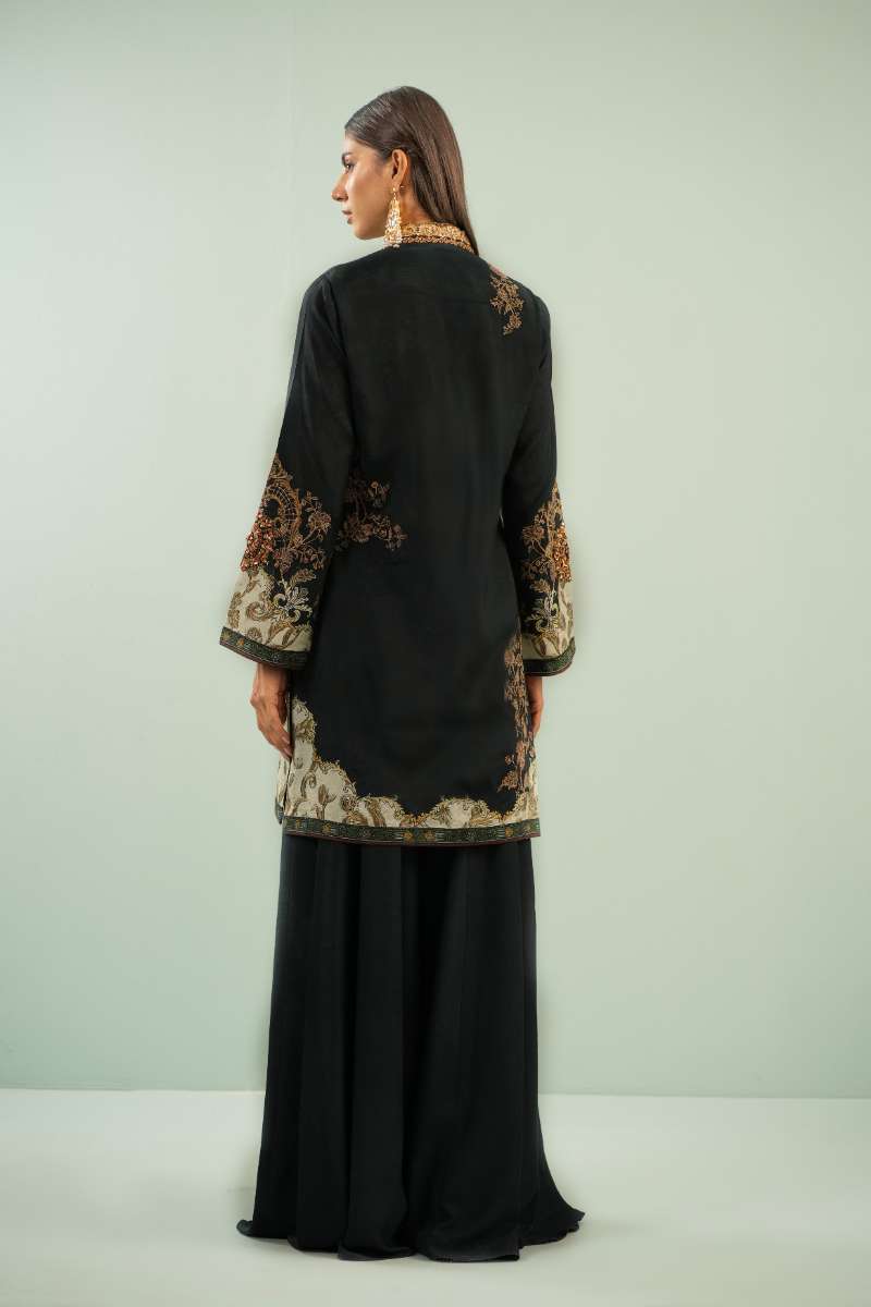 Shamaeel - Deep Charcoal Chic Viscose Silk Suit For Women - Charcoal - 2 Piece