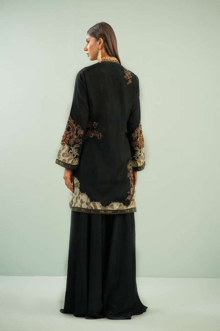 Shamaeel - Deep Charcoal Chic Viscose Silk Suit For Women - Charcoal - 2 Piece