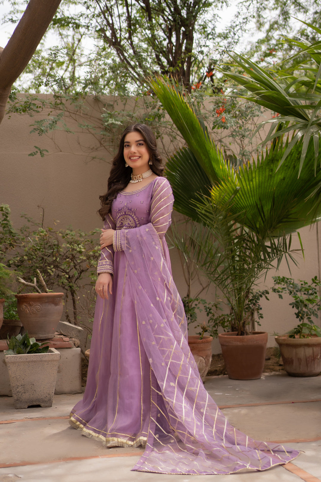 Omal by Komal - HOOR (Frock & Dupatta) - Lavender - Maysuri & Net - 2 Piece
