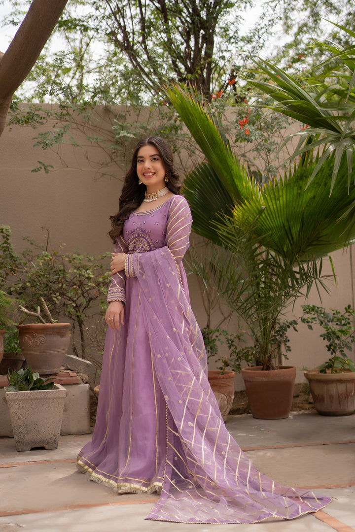 Omal by Komal - HOOR (Frock & Dupatta) - Lavender - Maysuri & Net - 2 Piece
