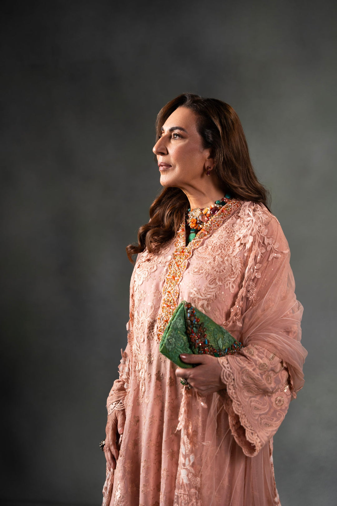 Nilofer Shahid - Zeneyp - Light Coral - 3 Piece