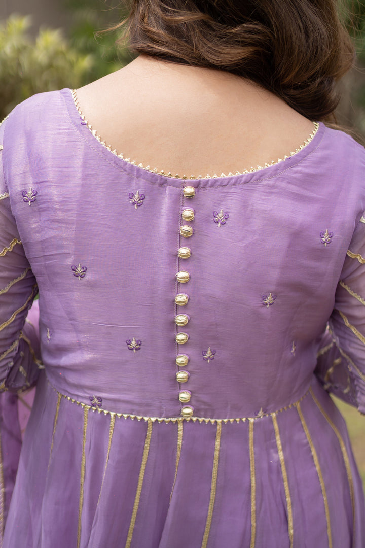 Omal by Komal - HOOR (Frock & Dupatta) - Lavender - Maysuri & Net - 2 Piece