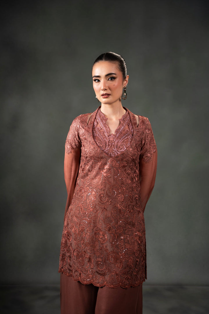Nilofer Shahid - Hatice - Brown - 3 Piece