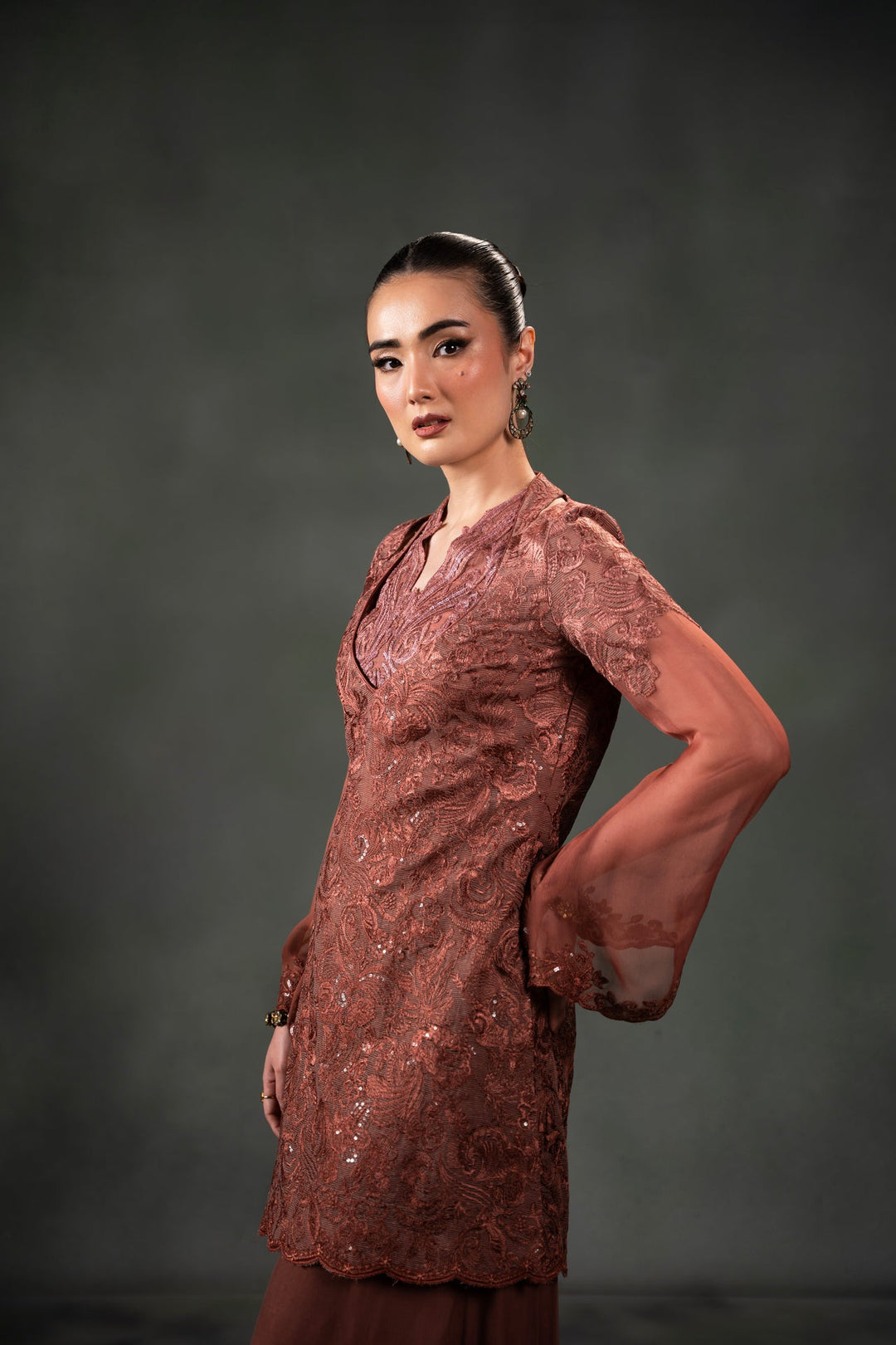 Nilofer Shahid - Hatice - Brown - 3 Piece