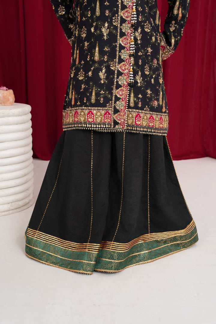 Zaaviay - Midnight Mirage Angarkha Silk Suit For Women - Black - 3 Piece