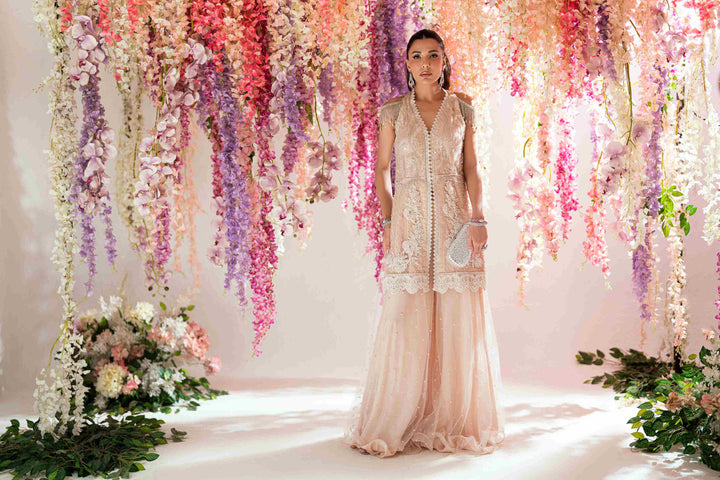 Shehrnaz - Mina Sand Kurta - SHK-1574 - Beige - Net - 2 Piece