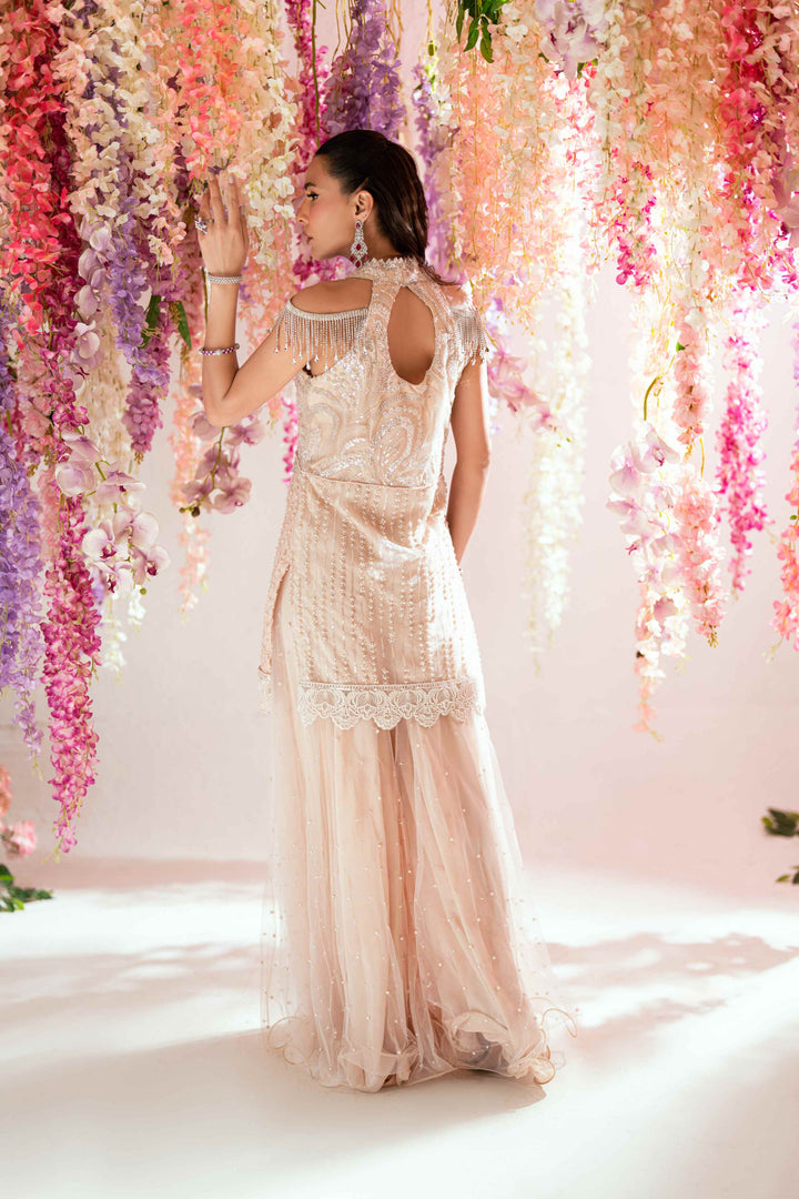 Shehrnaz - Mina Sand Kurta - SHK-1574 - Beige - Net - 2 Piece