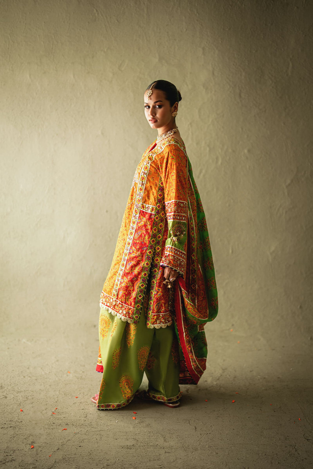 Shehrnaz - Marea Orange Silk Shalwar Set - SHK-1572 - Orange - Silk - 3 Piece