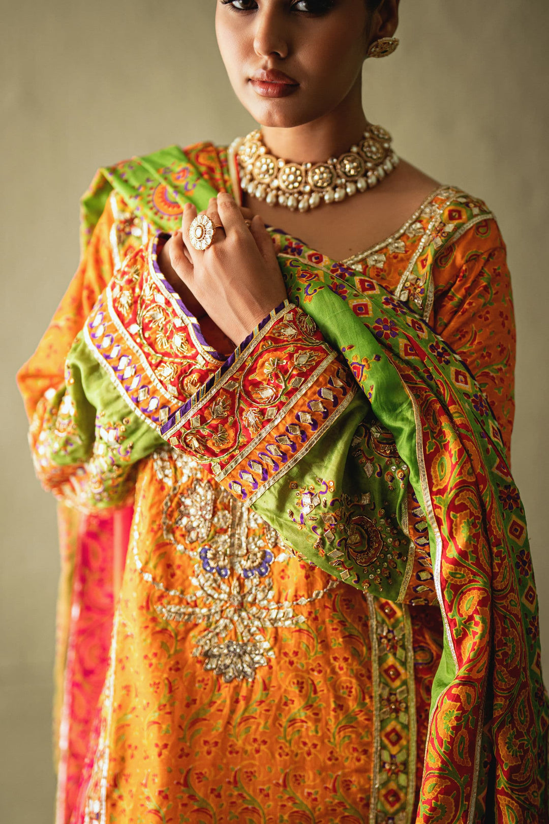 Shehrnaz - Marea Orange Silk Shalwar Set - SHK-1572 - Orange - Silk - 3 Piece