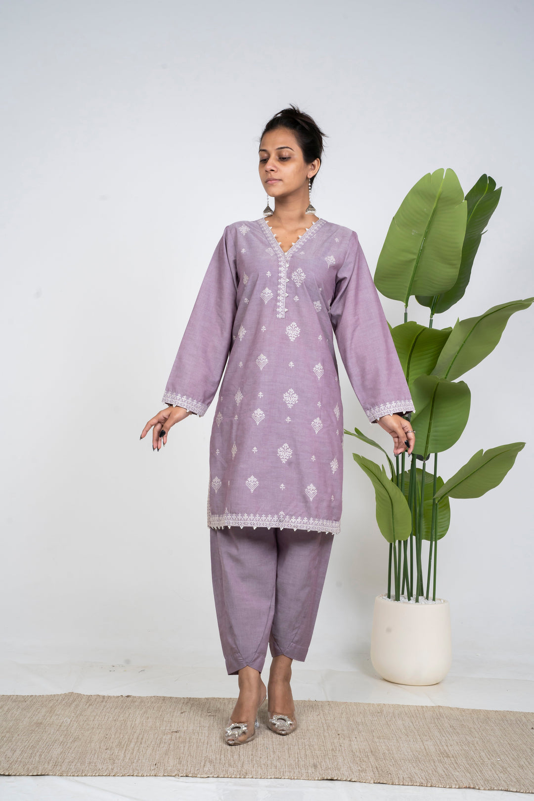 Ayla Studio - Solid Embroidered | 2-Piece Rtw | Lilac