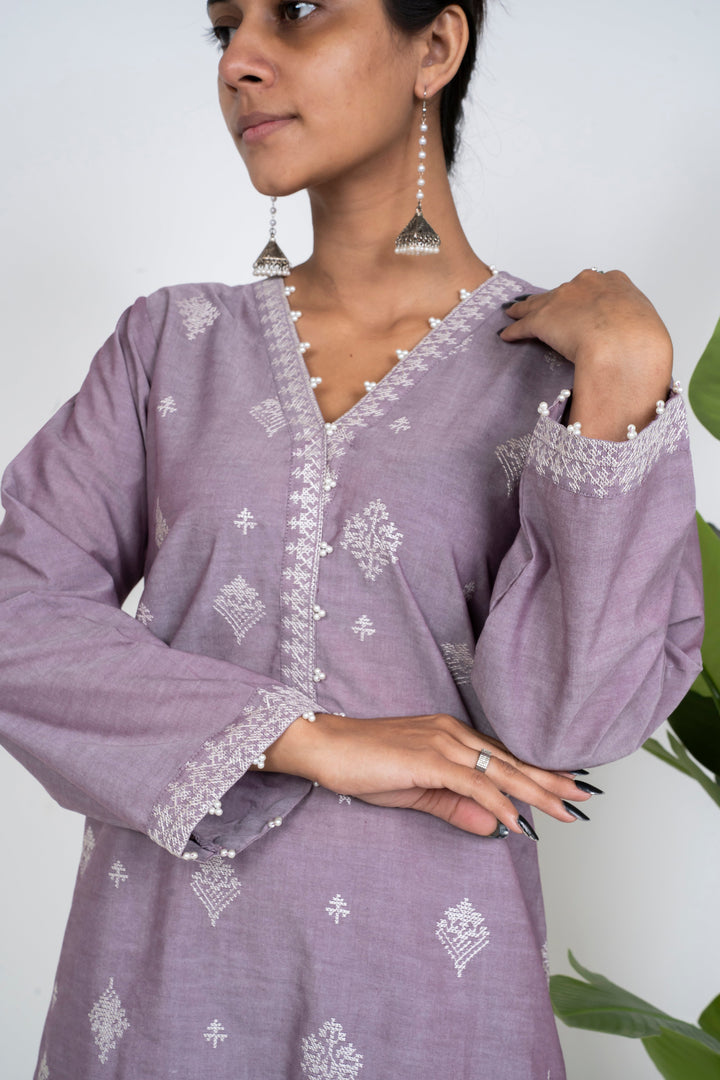 Ayla Studio - Solid Embroidered | 2-Piece Rtw | Lilac