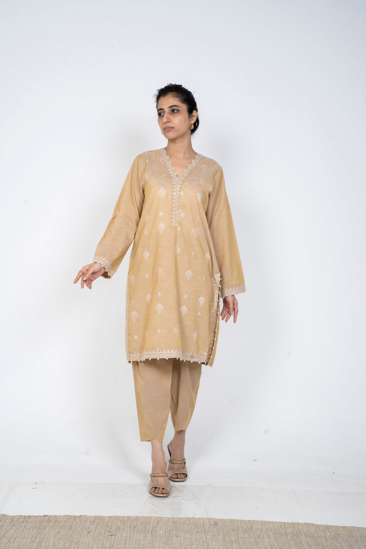 Ayla Studio - Solid Embroidered | 2-Piece Rtw | Beige