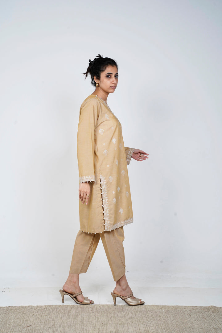 Ayla Studio - Solid Embroidered | 2-Piece Rtw | Beige