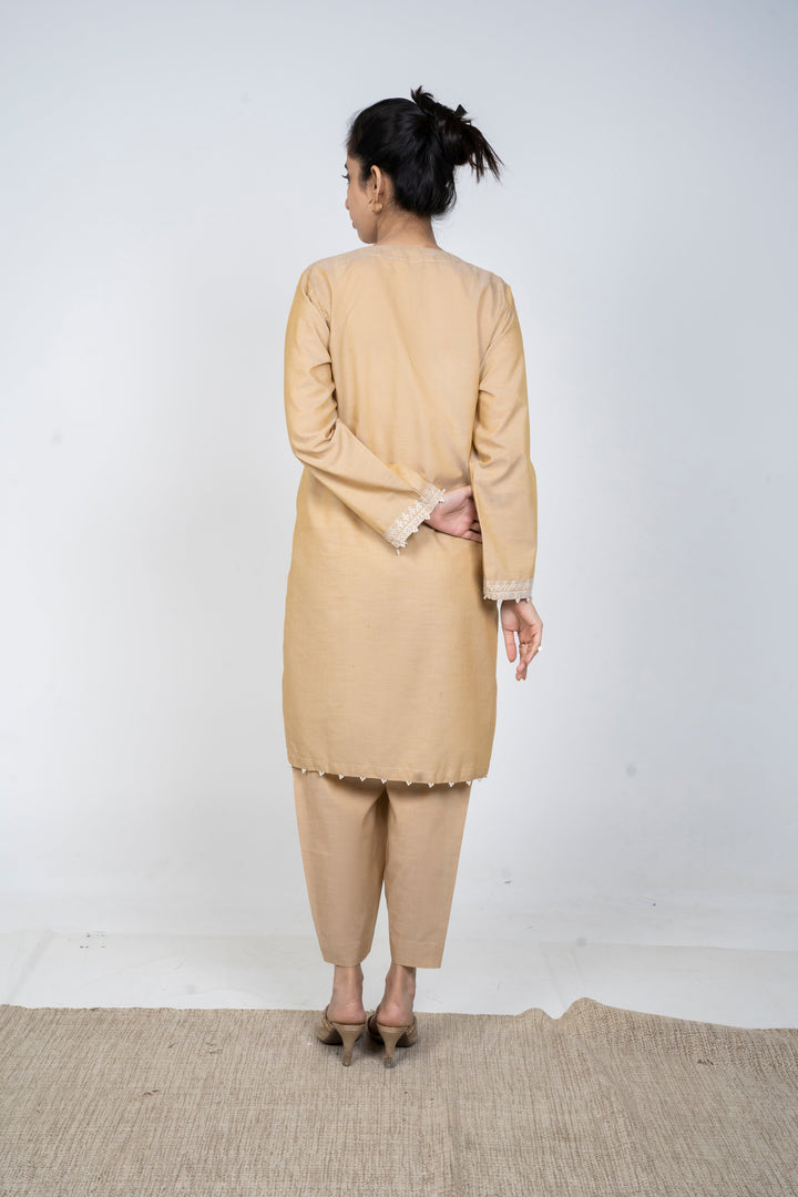 Ayla Studio - Solid Embroidered | 2-Piece Rtw | Beige