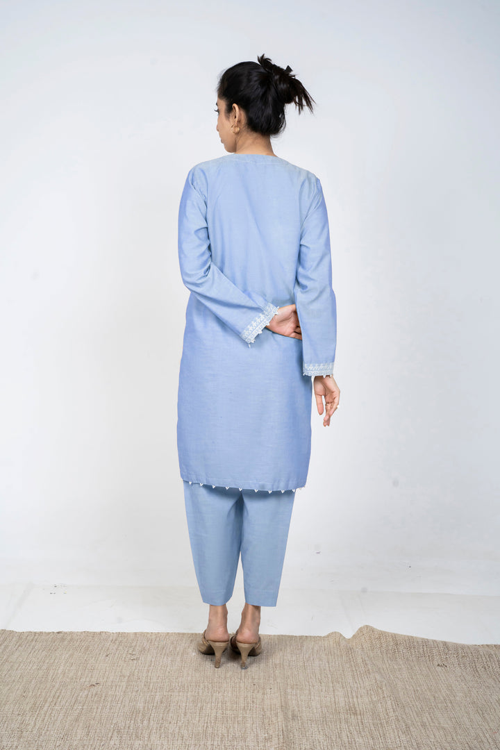 Ayla Studio - Solid Embroidered | 2-Piece Rtw | Sky Blue