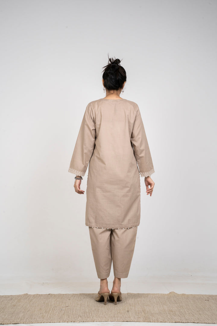 Ayla Studio - Solid Embroidered | 2-Piece Rtw | Mushroom Beige