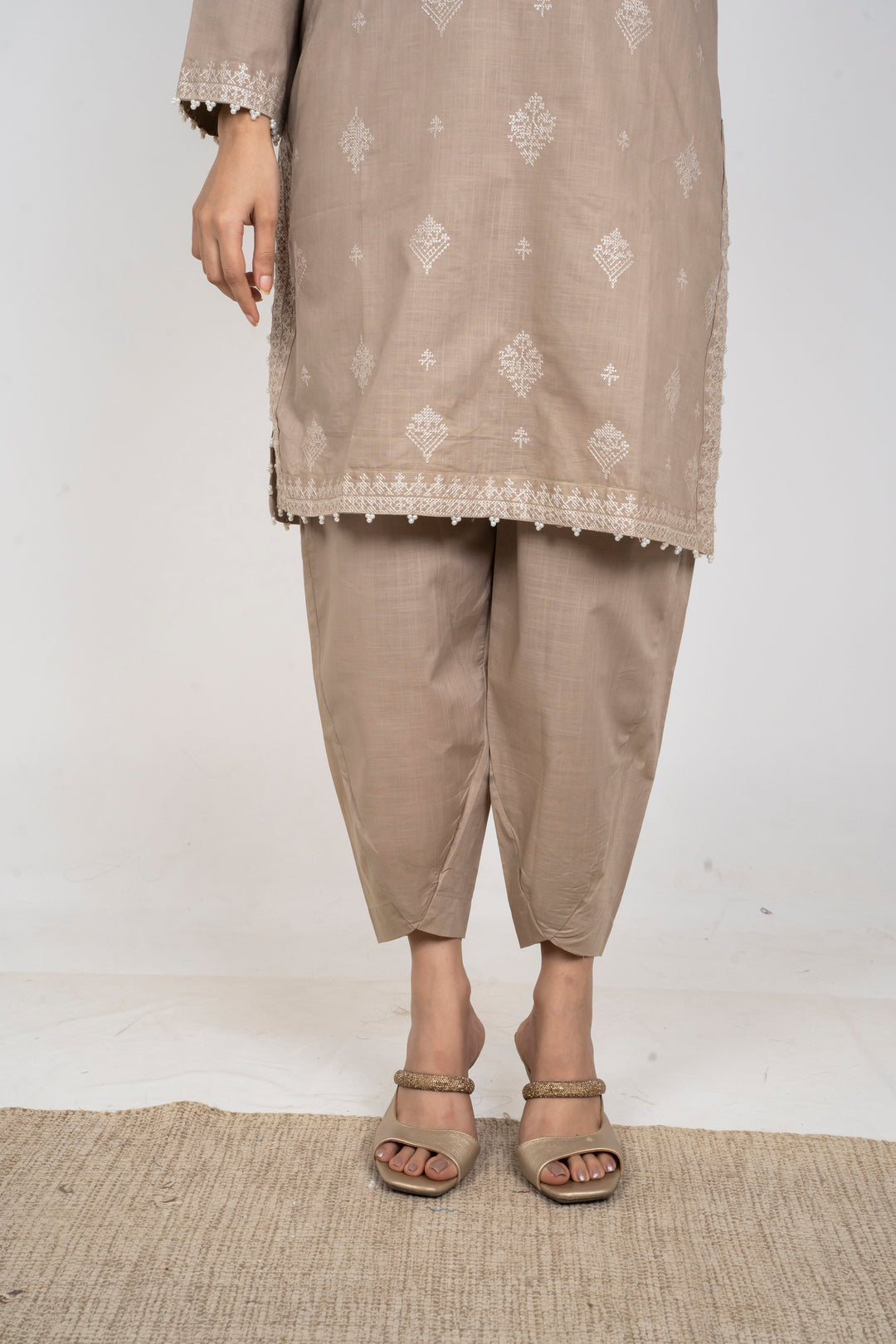 Ayla Studio - Solid Embroidered | 2-Piece Rtw | Mushroom Beige