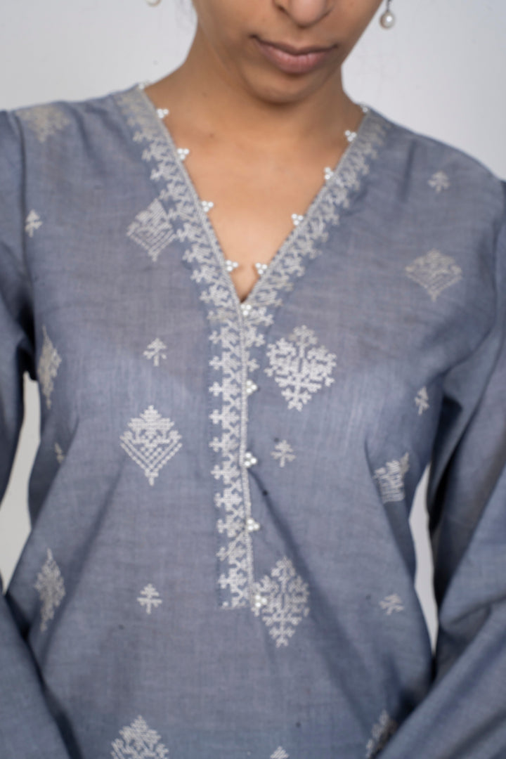 Ayla Studio - Solid Embroidered | 2-Piece Rtw | Charcoal