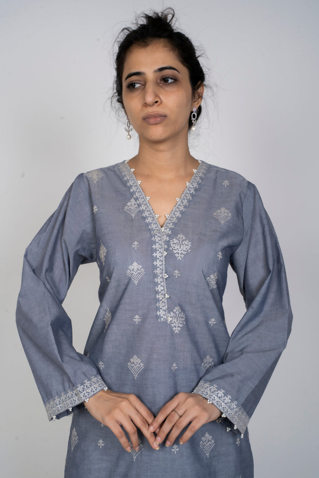 Ayla Studio - Solid Embroidered | 2-Piece Rtw | Charcoal