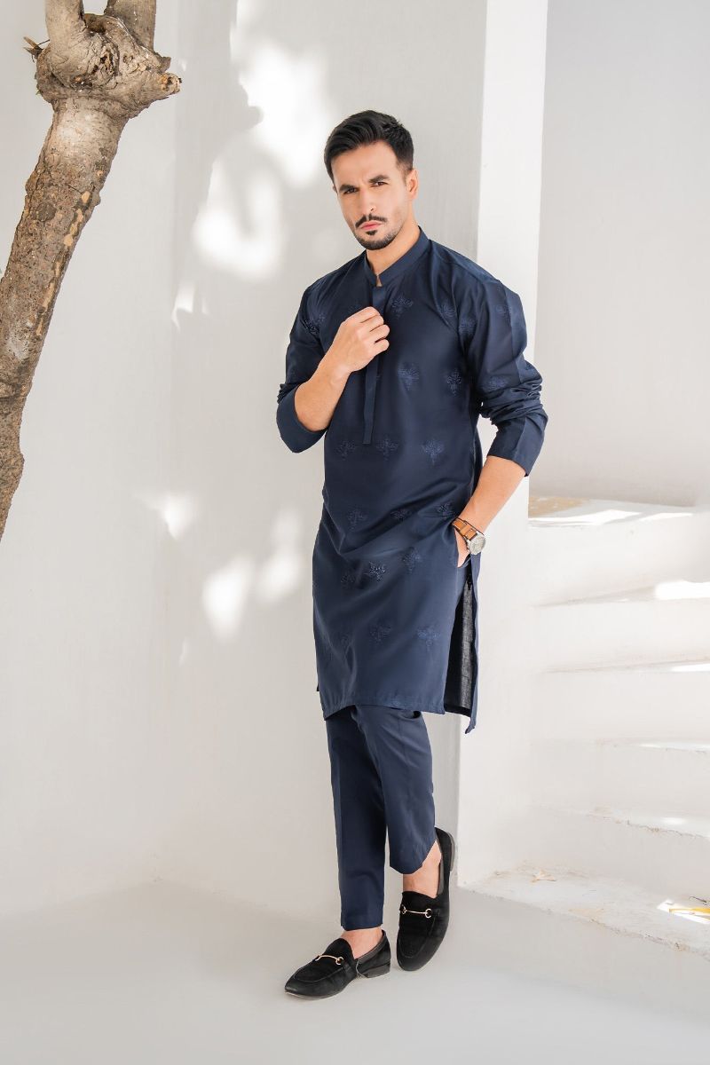 Shahjahan - Soft Lawn - Fine Quality - Blue Embroidered Kutra Trouser - 2 Piece