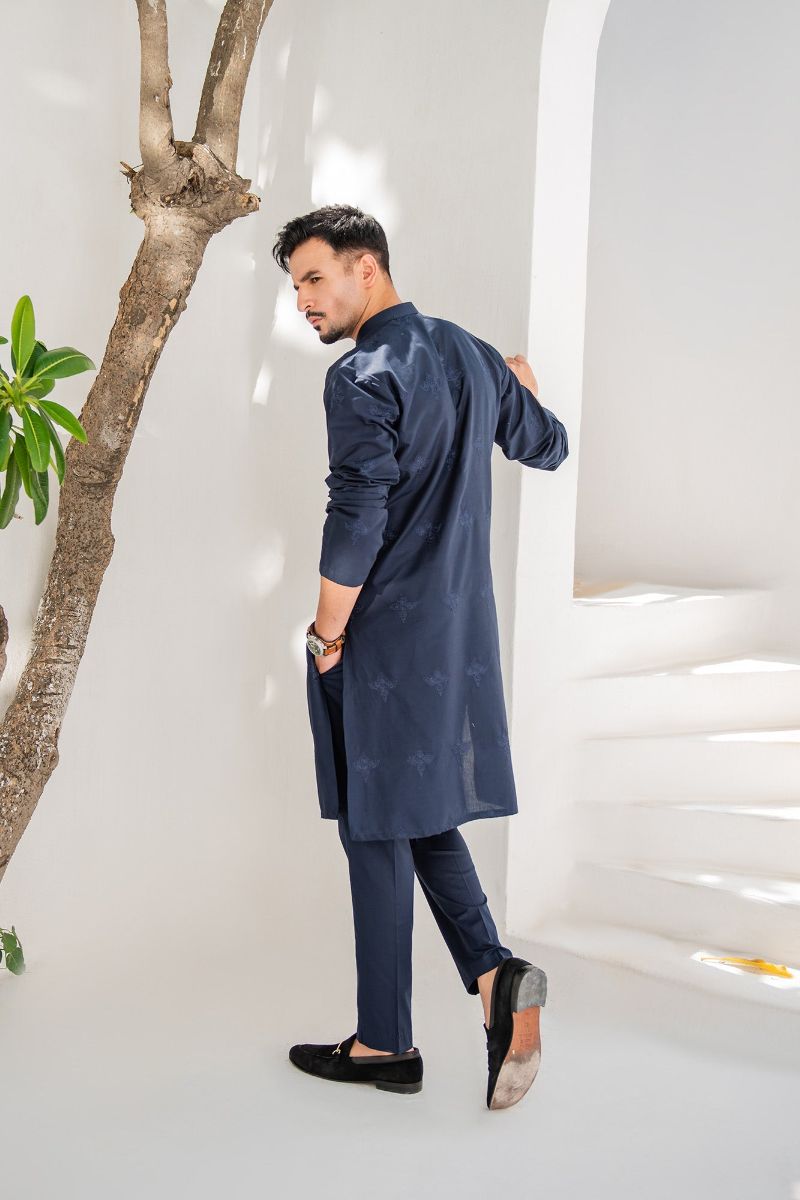 Shahjahan - Soft Lawn - Fine Quality - Blue Embroidered Kutra Trouser - 2 Piece