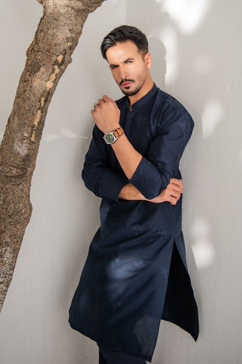 Shahjahan - Soft Lawn - Fine Quality - Blue Embroidered Kutra Trouser - 2 Piece