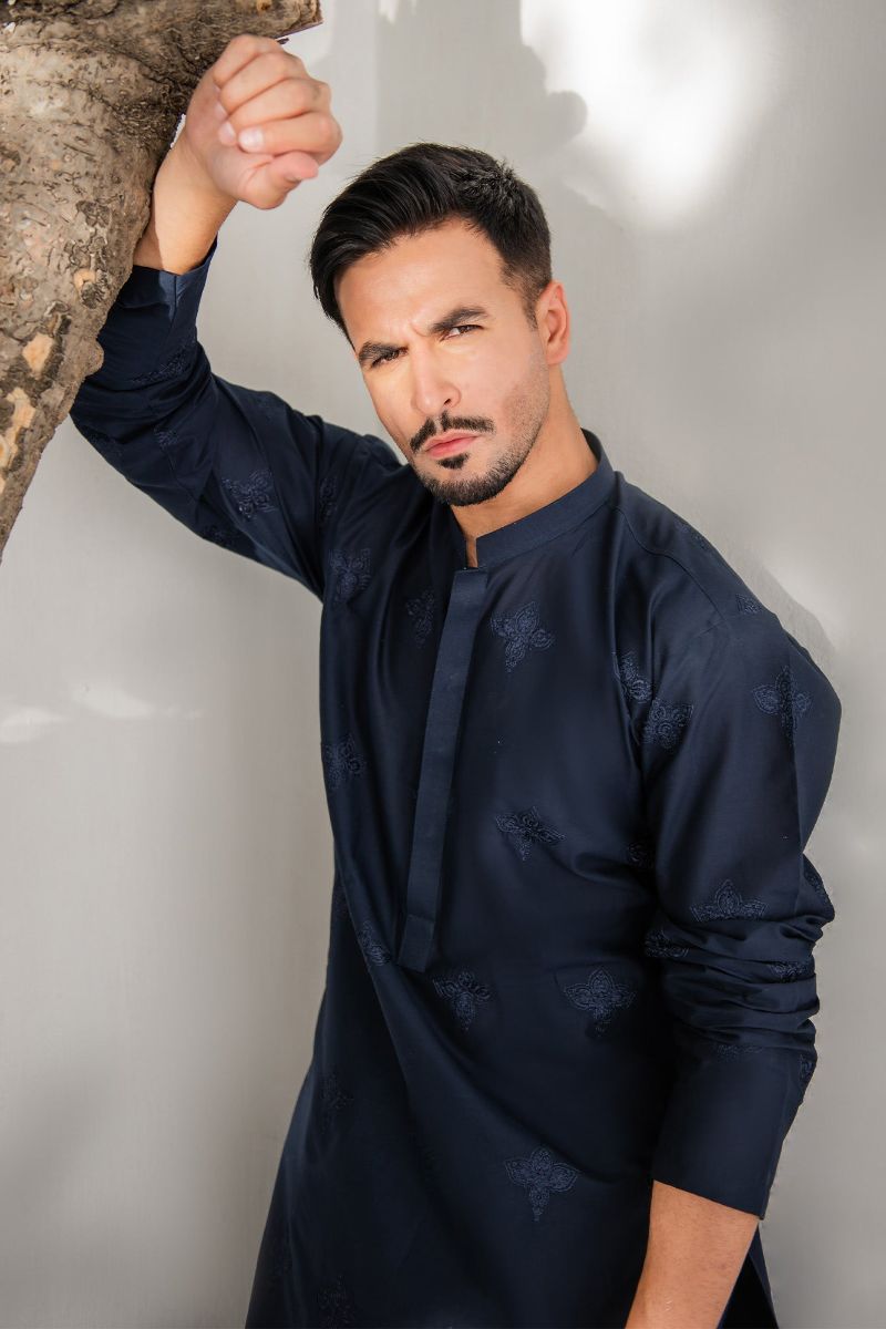 Shahjahan - Soft Lawn - Fine Quality - Blue Embroidered Kutra Trouser - 2 Piece