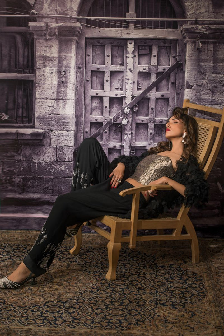 Maheen Khan - RAVEN PANTS - Black - Blended Crepe - 1 Piece