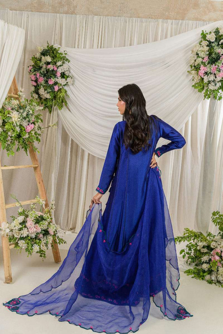 Alishba Kashif - Meherbano - Cobalt - Tusser Silk - 3 Piece