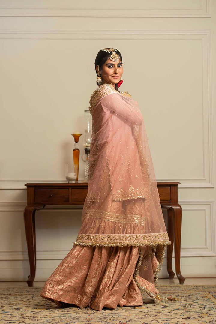 Yasmin Zaman - Falak - Jamawar & Net- Blush Pink- 3 Piece