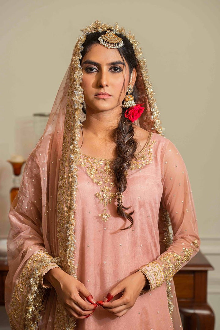 Yasmin Zaman - Falak - Jamawar & Net- Blush Pink- 3 Piece